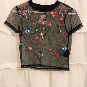 sheer short sleeved top